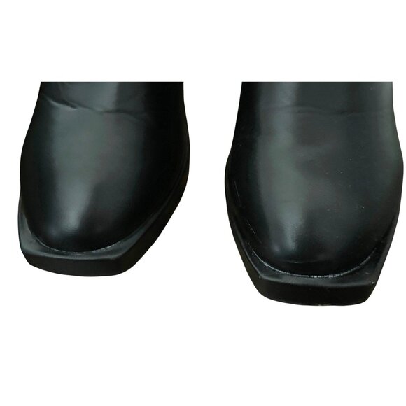 PrettyLittleThing Black Chelsea Boots Pull On Square Toe Ankle Side Zip Size 9 - Picture 5 of 9